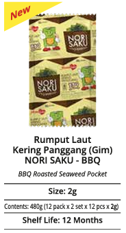 Roasted Seaweed Laver - NORI SAKU - Original [Rumput Laut Kering Panggang (Gim) - Korean Beef BBQ]