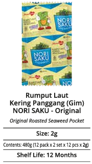Roasted Seaweed Laver - NORI SAKU - Original [Rumput Laut Kering Panggang (Gim) - Original]