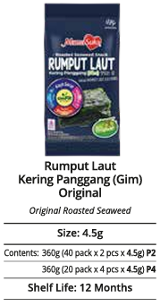 Roasted Seaweed Laver - Original [Rumput Laut Kering Panggang (Gim) - Original]
